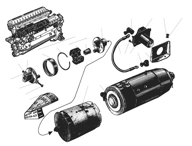 Стартер, контактор, генератор и муфта привода генератора